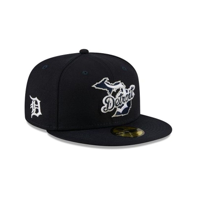 Blue Detroit Tigers Hat - New Era MLB Local 59FIFTY Fitted Caps USA4359618